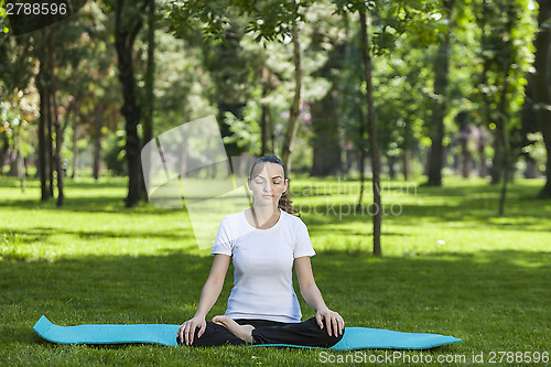 Image of Girl Relaxing in a Green Park