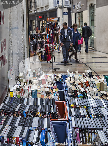 Image of Street Stand with Books and DVDs