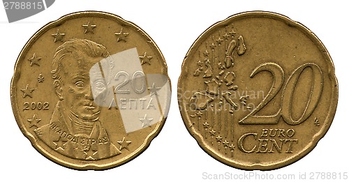 Image of twenty euro-cents, United Europe, Greece, 2002