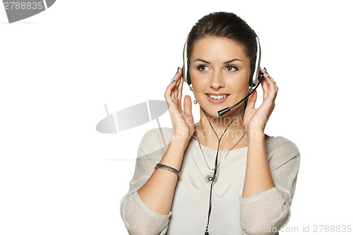 Image of Headset woman call center operator