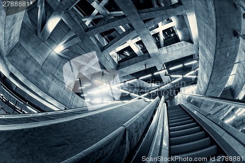 Image of Moving escalator in the business center