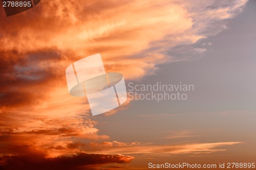 Image of Dramatic sky with beautiful sunset