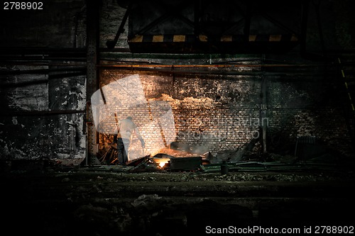 Image of Welding manwith sparks