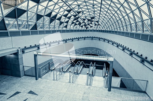 Image of Moving escalator in the business center