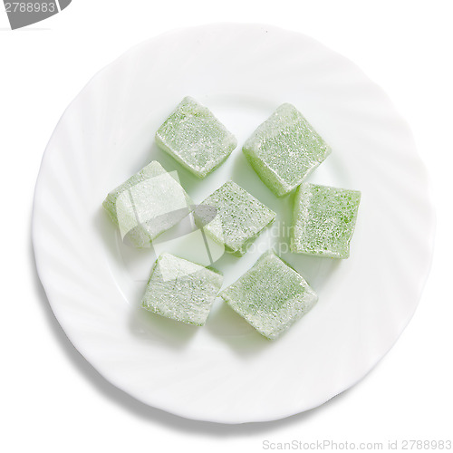 Image of Turkish delight on a plate isolated