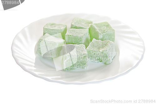 Image of Turkish delight on a plate isolated