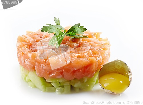 Image of fresh salmon and cucumber tartare