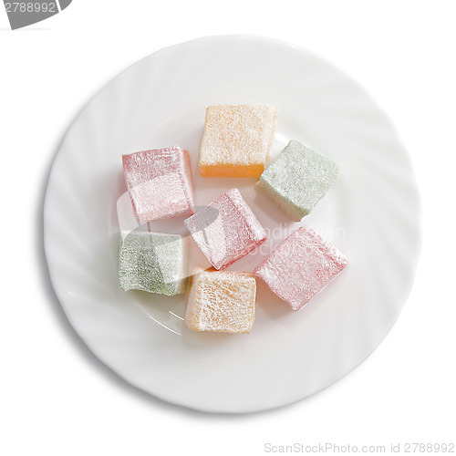 Image of Turkish delight on a plate isolated