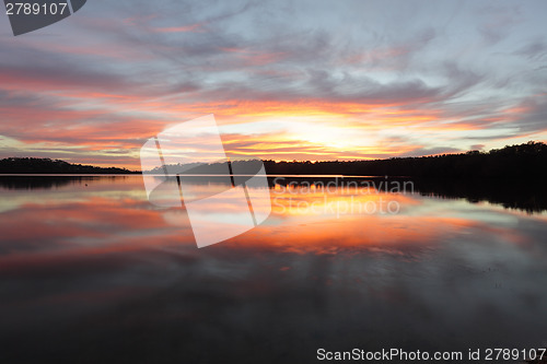 Image of Sunrise reflections Narrabeen Lakes NSW Australia