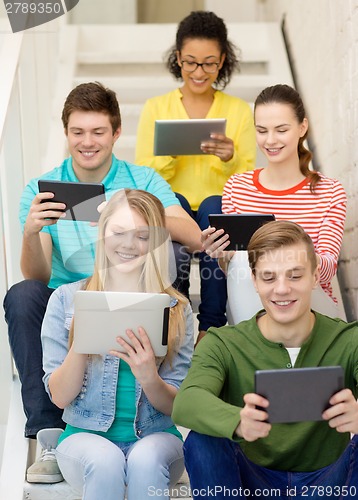 Image of smiling students with tablet pc computer