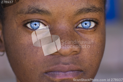 Image of Black girl, blue eyes