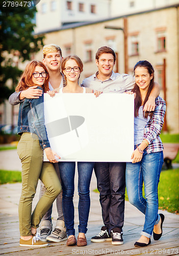 Image of students or teenagers with white blank board