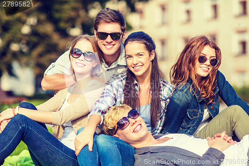 Image of group of students or teenagers hanging out