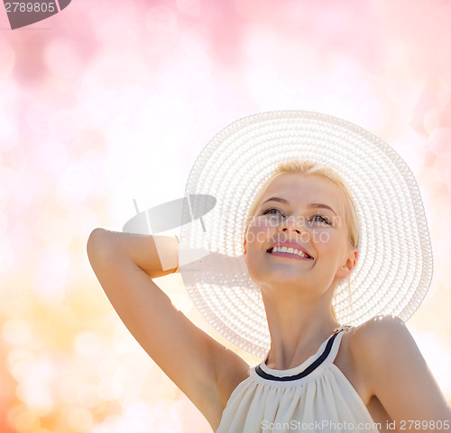 Image of beautiful woman enjoying summer outdoors