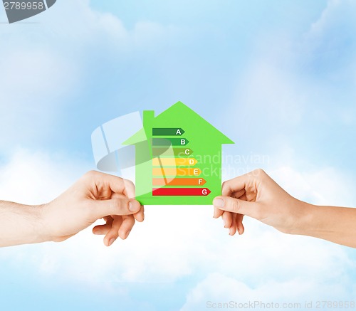 Image of hands holding green paper house