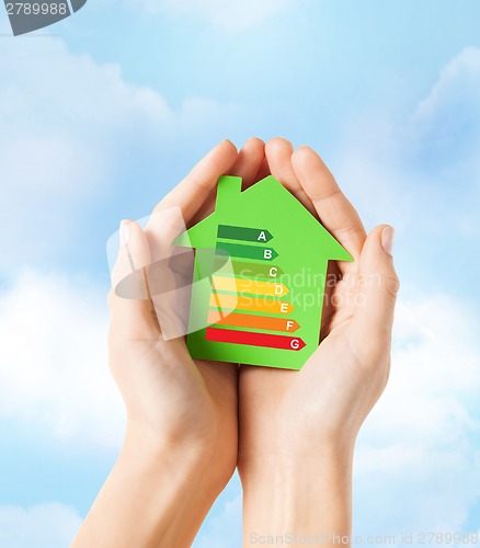 Image of hands holding green paper house