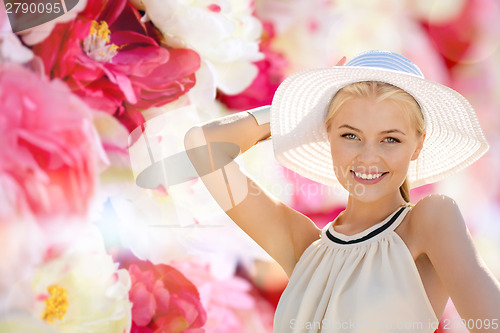 Image of beautiful woman enjoying summer outdoors