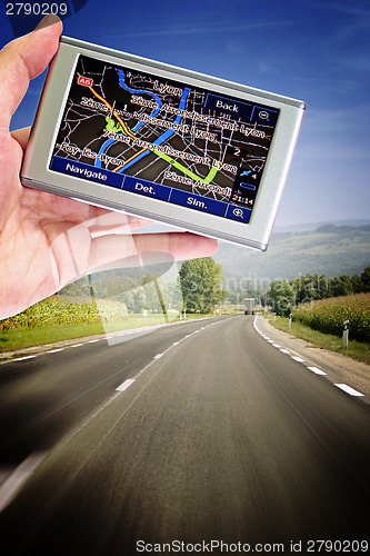 Image of GPS in a man hand.