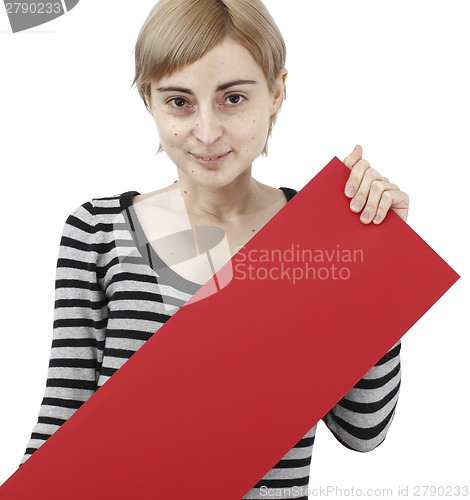 Image of Woman holding a paper