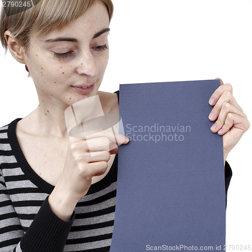 Image of Woman holding a paper