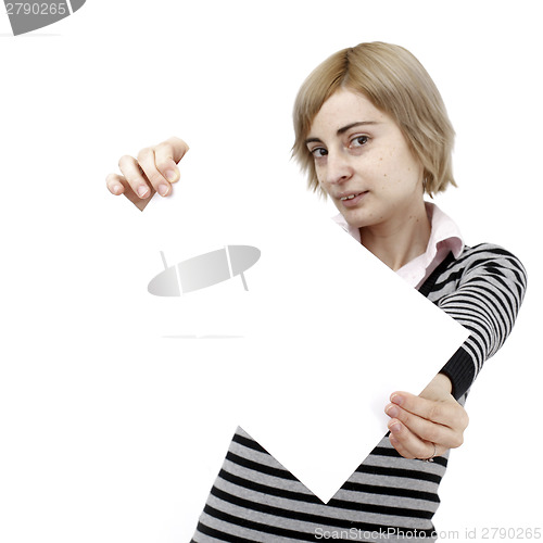 Image of Woman holding a paper