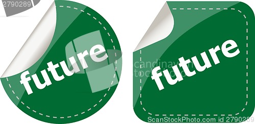 Image of future stickers set on white, icon button isolated on white