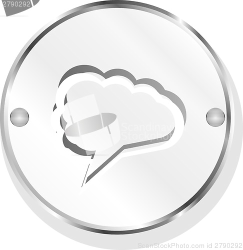 Image of abstract cloud on web icon button isolated on white