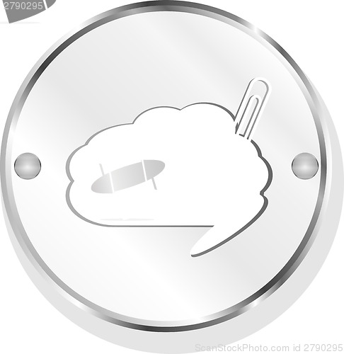 Image of cloud button with clip, web icon isolated on white