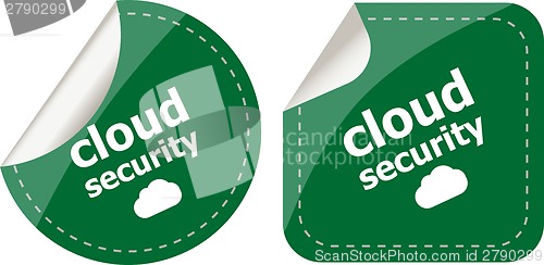 Image of cloud security stickers label tag set isolated on white