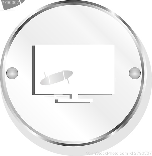 Image of tv icon button, design element isolated on white