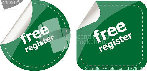 Image of stickers label set business tag with free register word