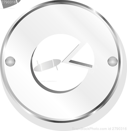 Image of Graph Icon on Round Button isolated on white