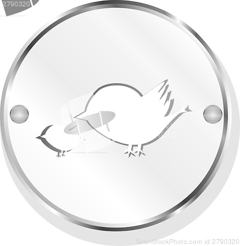 Image of Glossy isolated website and internet web icon with bird family sign