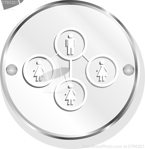 Image of icon button with network of man inside, isolated on white