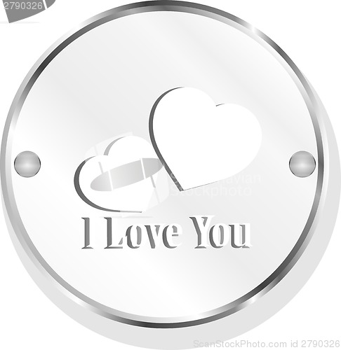 Image of button with heart sign, icon isolated on white