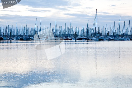 Image of Masts of sailing boats in marina near Saint Malo