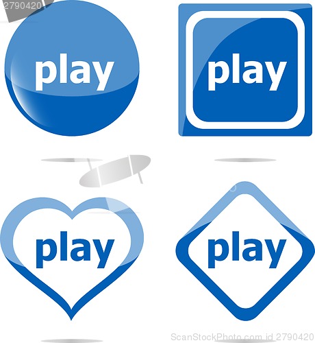 Image of play stickers set isolated on white, icon button