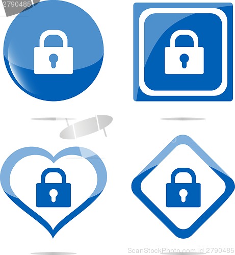 Image of stickers set with closed lock, security concept