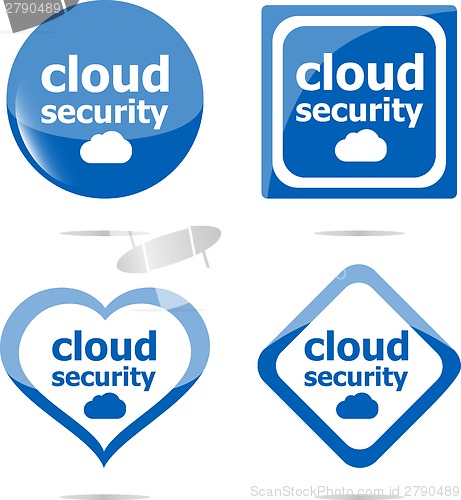 Image of cloud security black stickers label tag set