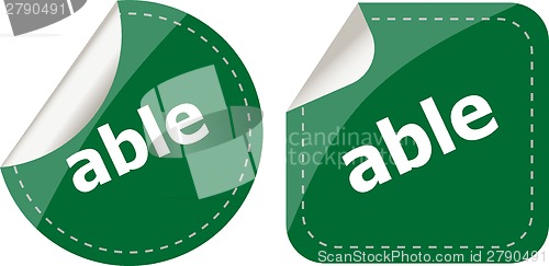 Image of able word stickers set icon button isolated on white