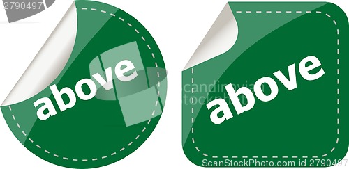 Image of above word stickers set icon button