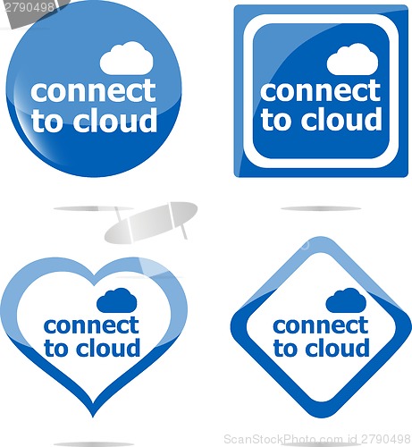 Image of stickers label set business tag with connect to cloud word