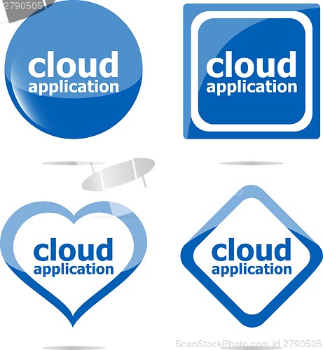 Image of cloud application stickers label tag set isolated on white