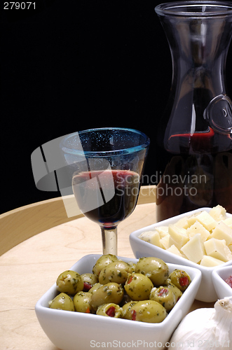 Image of Tapas and red wine
