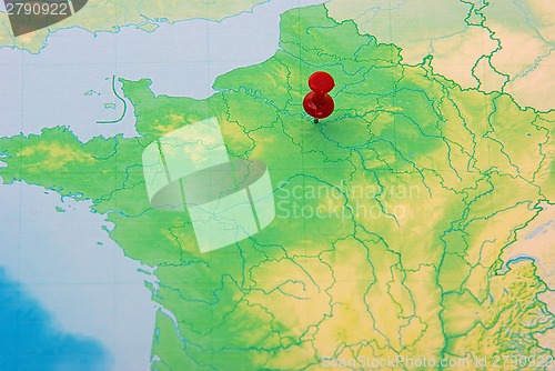 Image of Pushpin on map of France