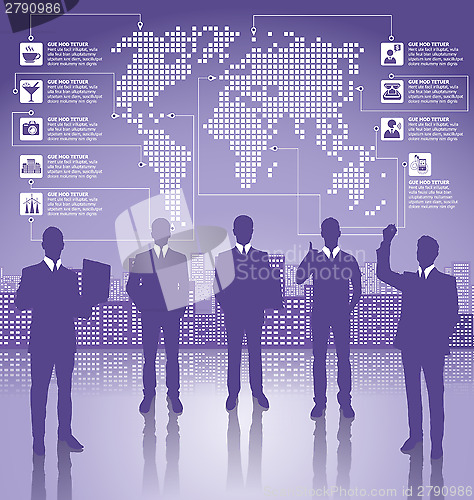 Image of Business Concept Silhouettes With Infographics Earth Map