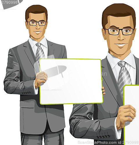 Image of Vector Business Man with Empty Write Board