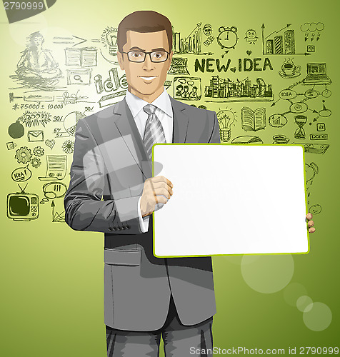Image of Vector Business Man with Empty Write Board