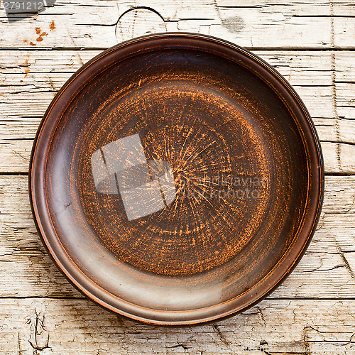 Image of empty brown ceramic plate