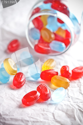 Image of colorful candies in glass jar